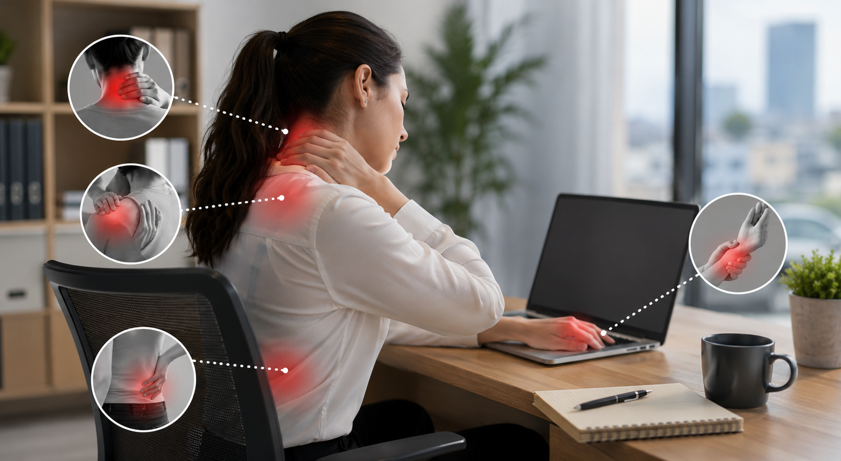 ¿Horas frente a la computadora? Estas malas posturas causan estragos en tus músculos