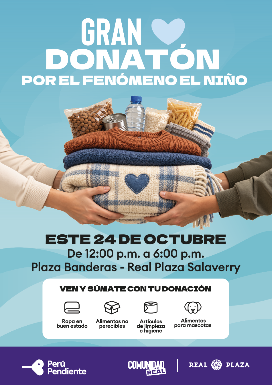 Gran Donatón busca reunir alimentos y ropa para familias vulnerables ante el Fenómeno El Niño