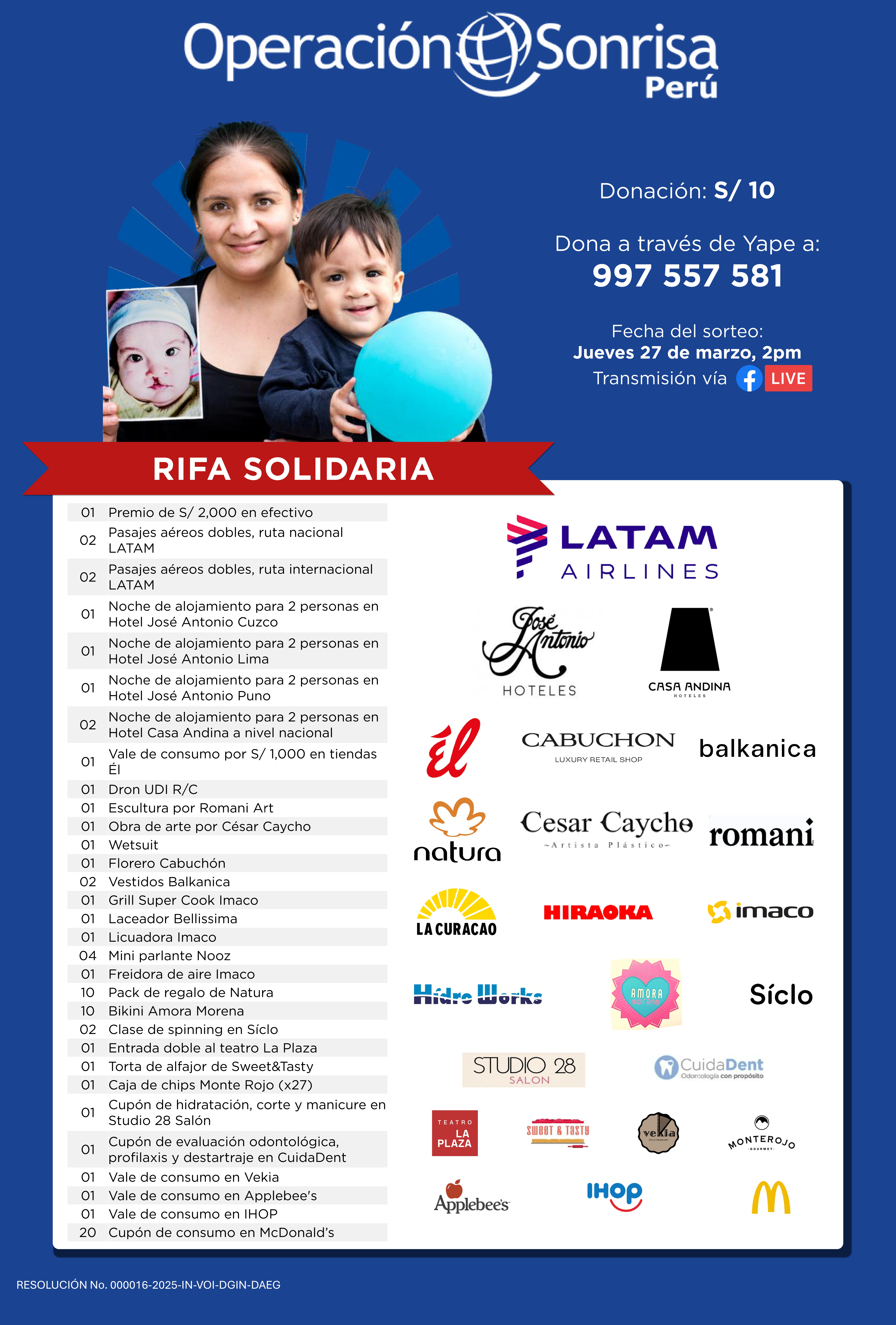 Realizan “Rifa Solidaria” para apoyar a pacientes con fisura labial y paladar hendido