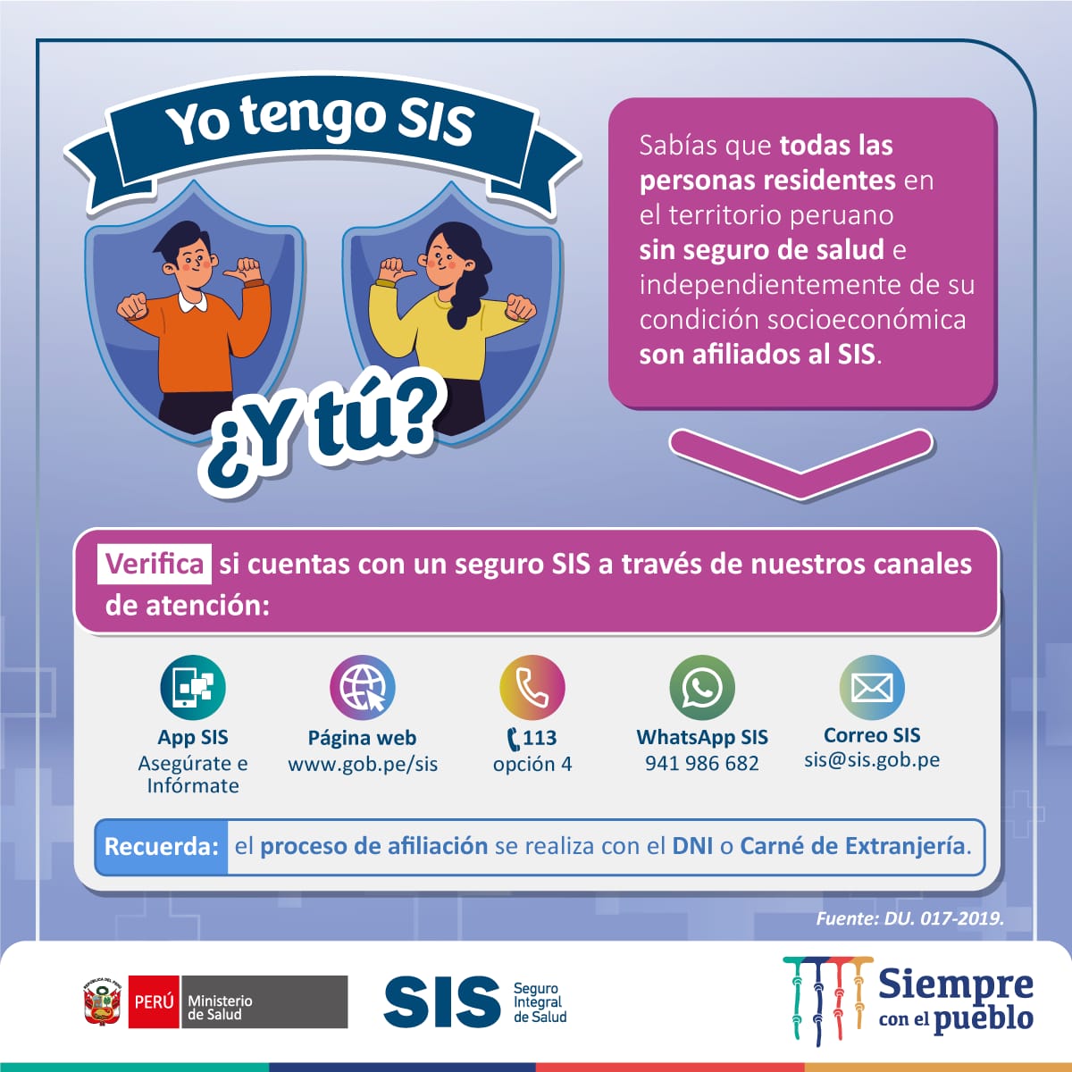 SIS pide a personas sin seguro que verifiquen si ya están afiliados al Seguro Integral de Salud